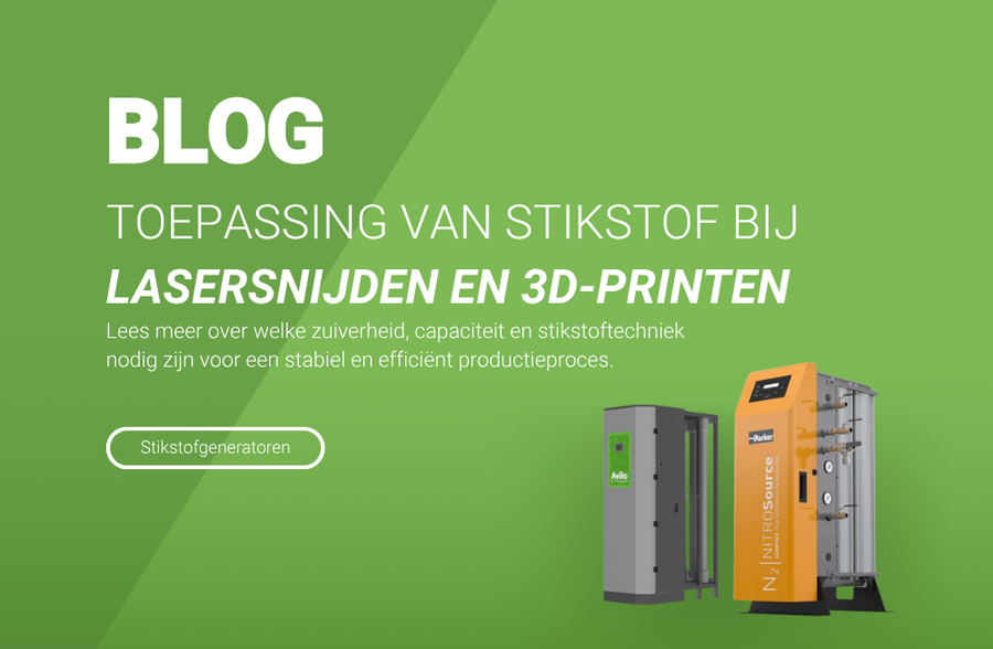 Stikstof bij lasersnijden en 3D-printen: toepassing, zuiverheid en dimensionering