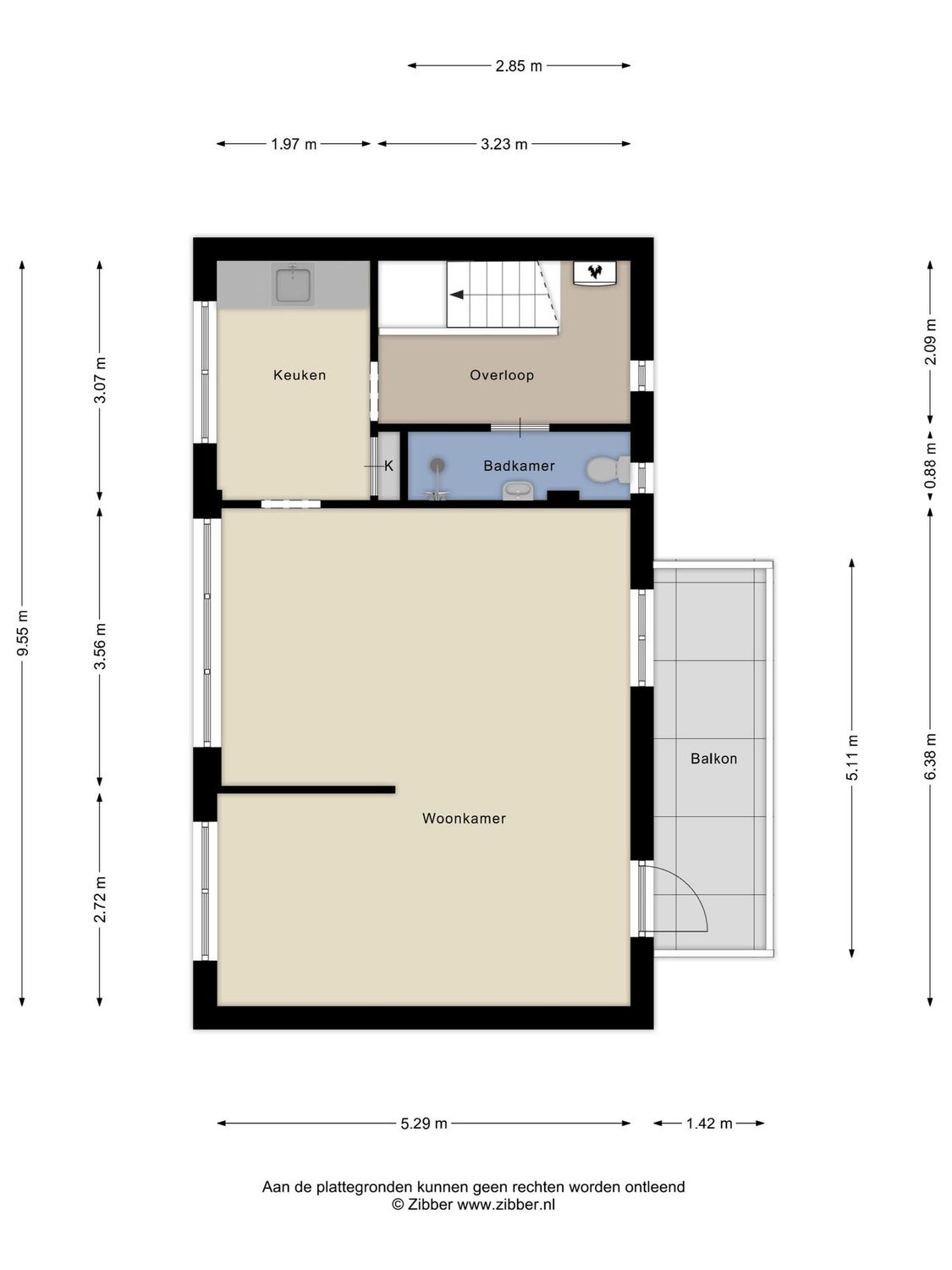 Franklinstraat 16B 2, SCHIEDAM plattegrond 1