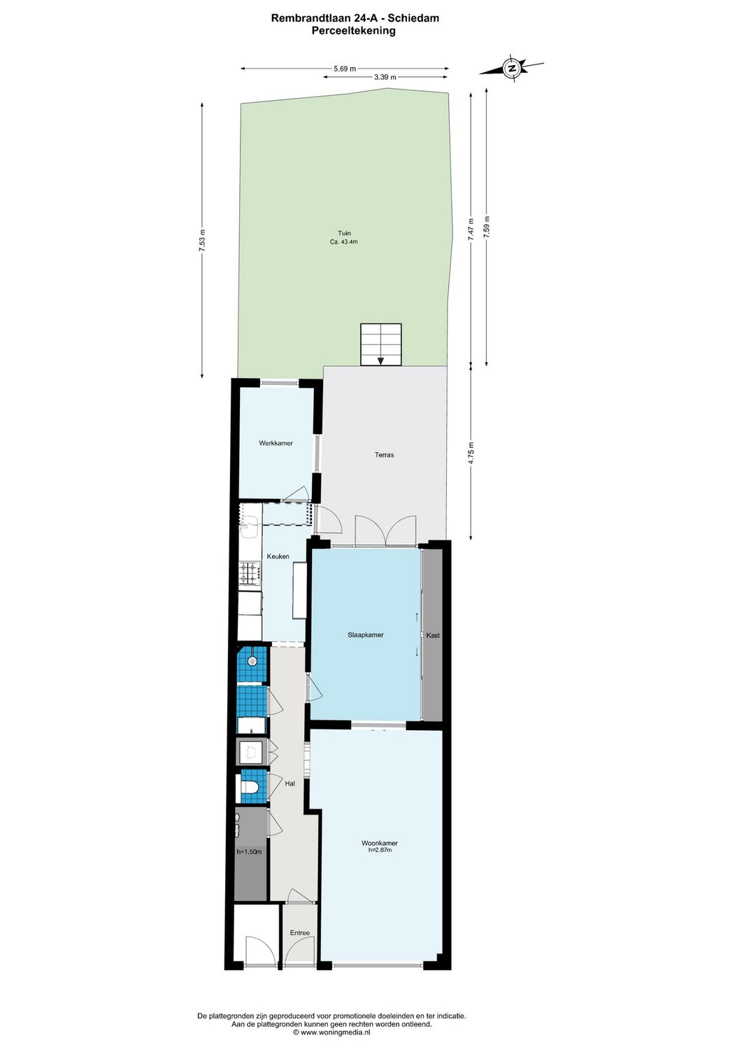 Rembrandtlaan 24A, SCHIEDAM plattegrond 1