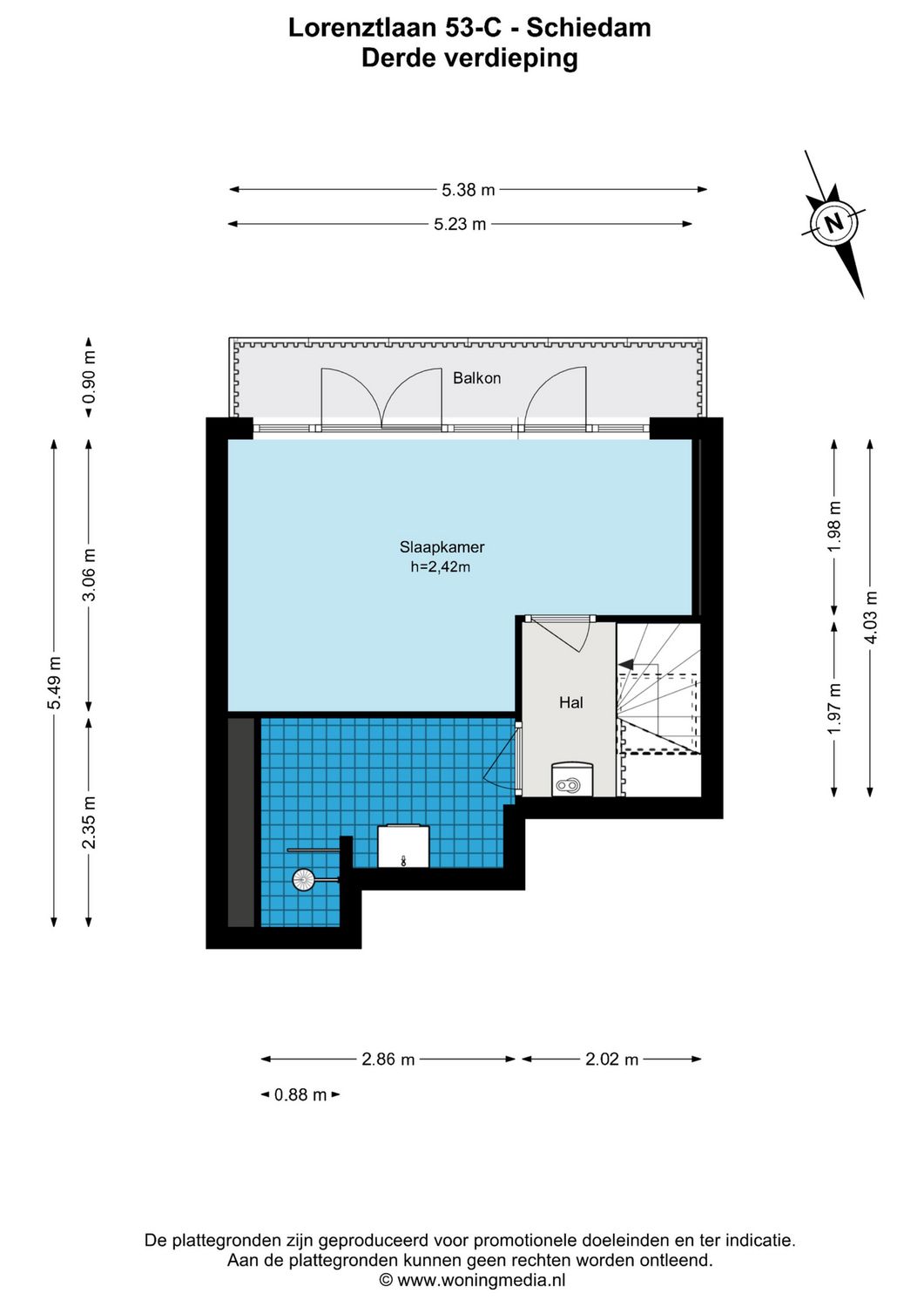 Lorentzlaan 53C, SCHIEDAM plattegrond 1