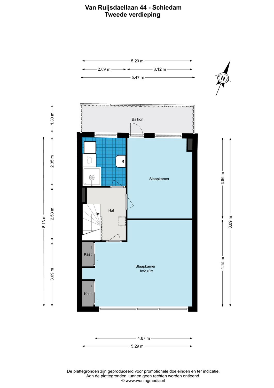 Van Ruijsdaellaan 44, SCHIEDAM plattegrond 1