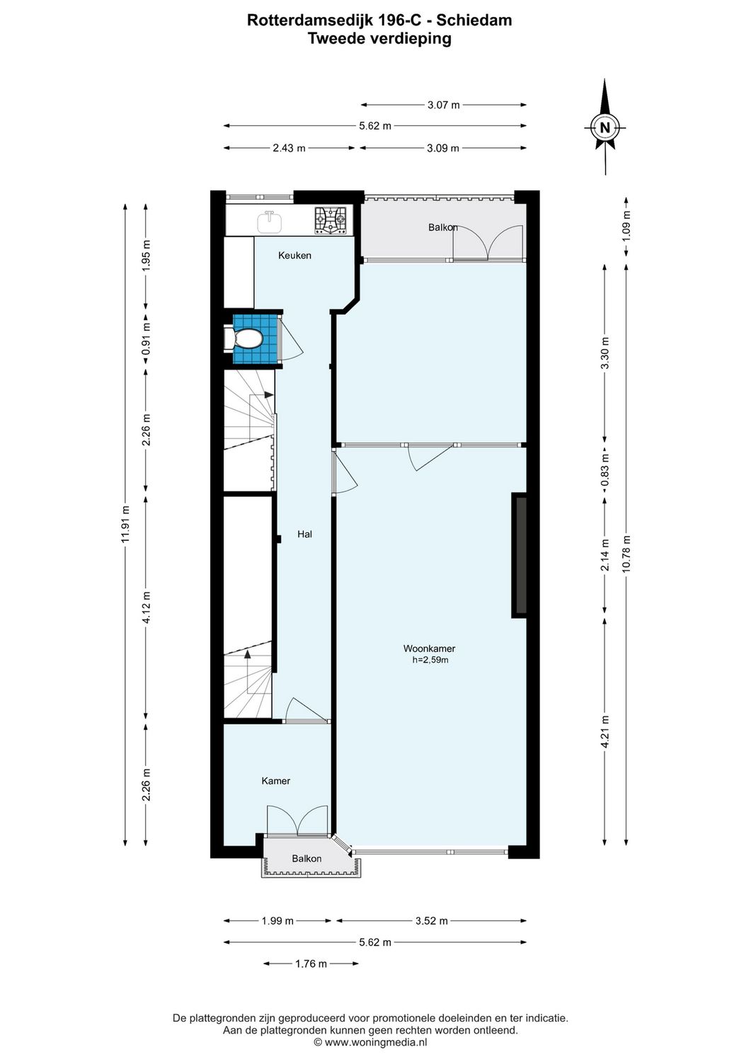 Rotterdamsedijk 196C, SCHIEDAM plattegrond 1