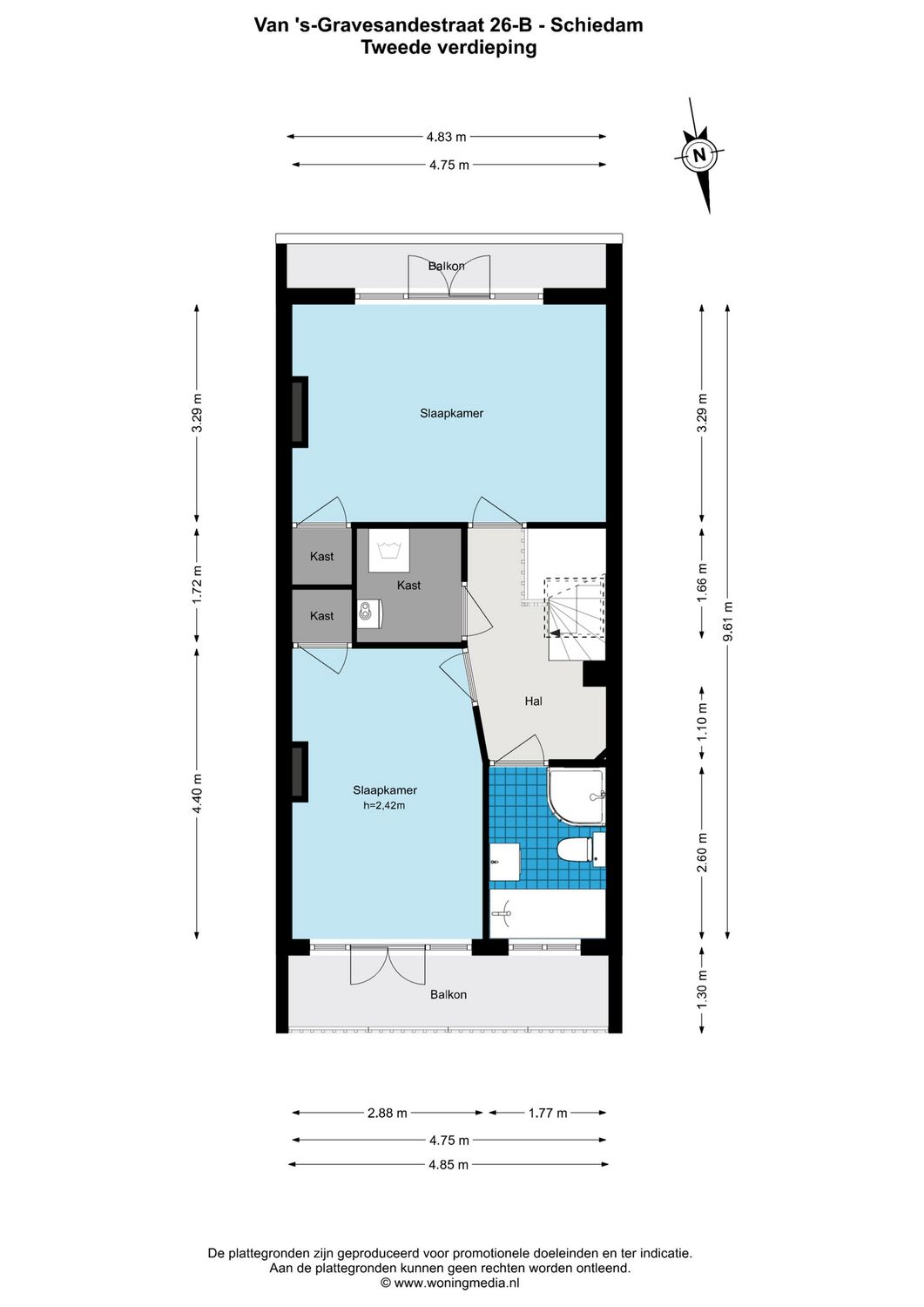 Van 's-Gravesandestraat 26B, SCHIEDAM plattegrond 1