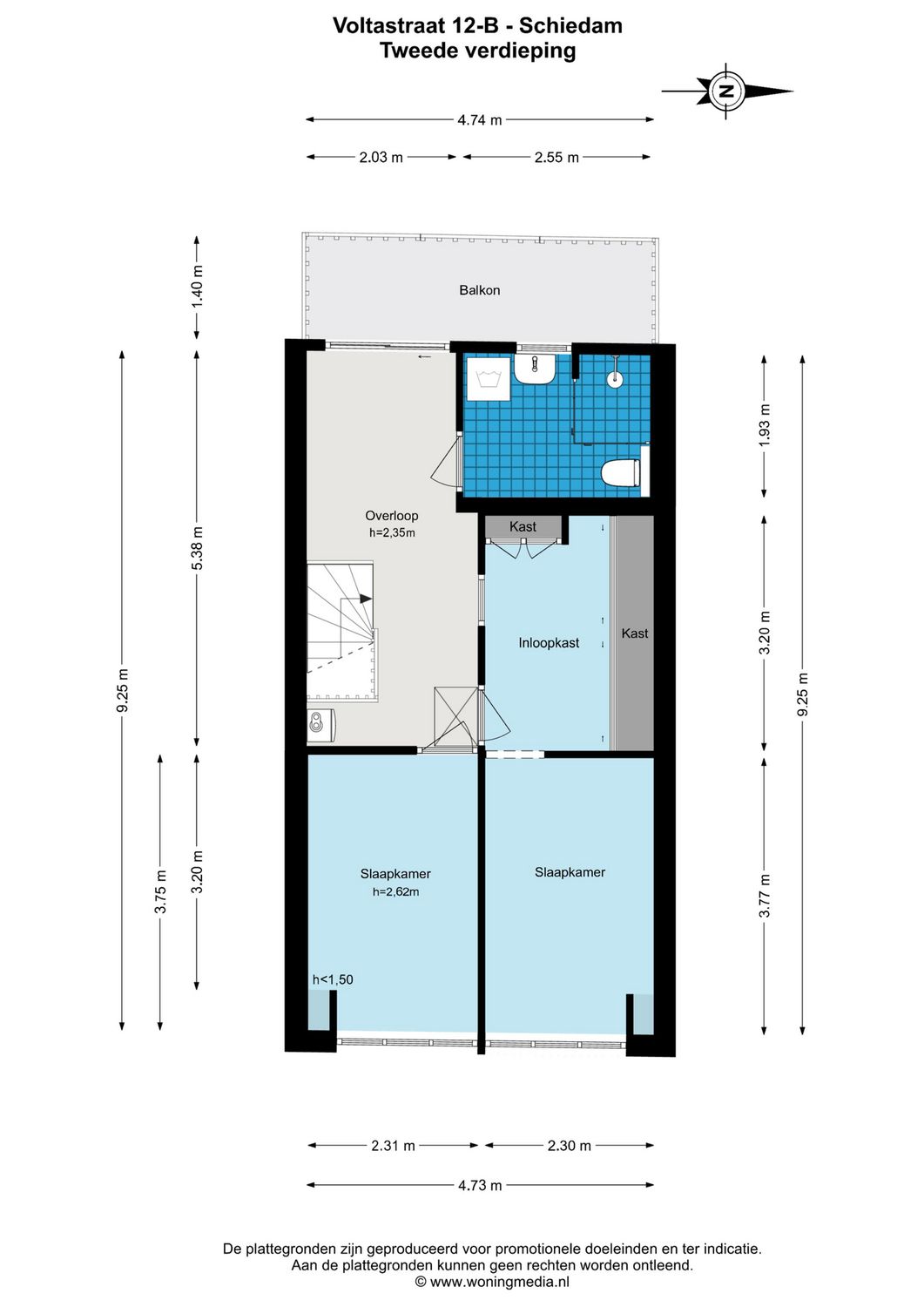 Voltastraat 12B, SCHIEDAM plattegrond 1
