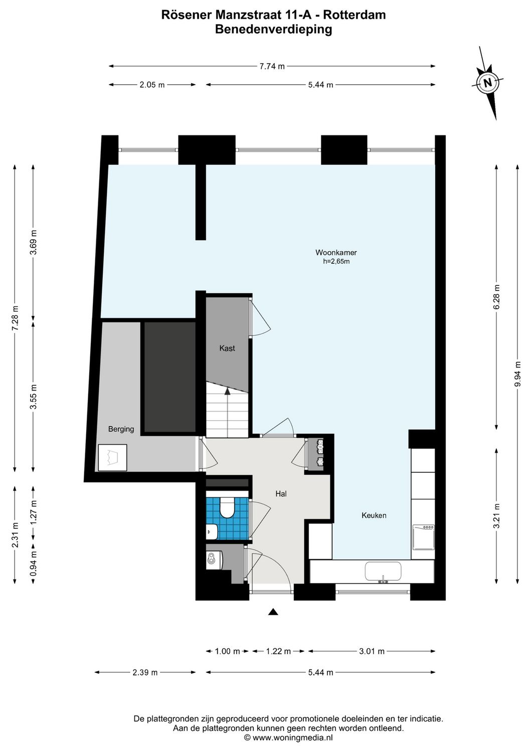 R&ouml;sener Manzstraat 11A, ROTTERDAM plattegrond 0