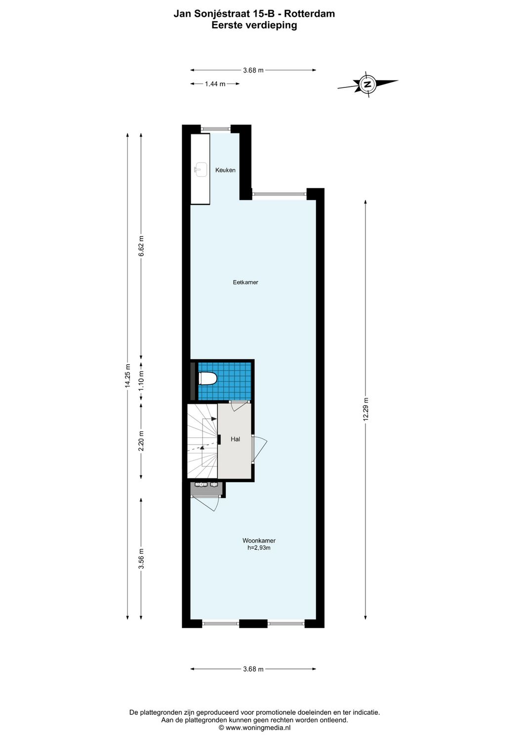 Jan Sonj&eacute;straat 15B, ROTTERDAM plattegrond 1