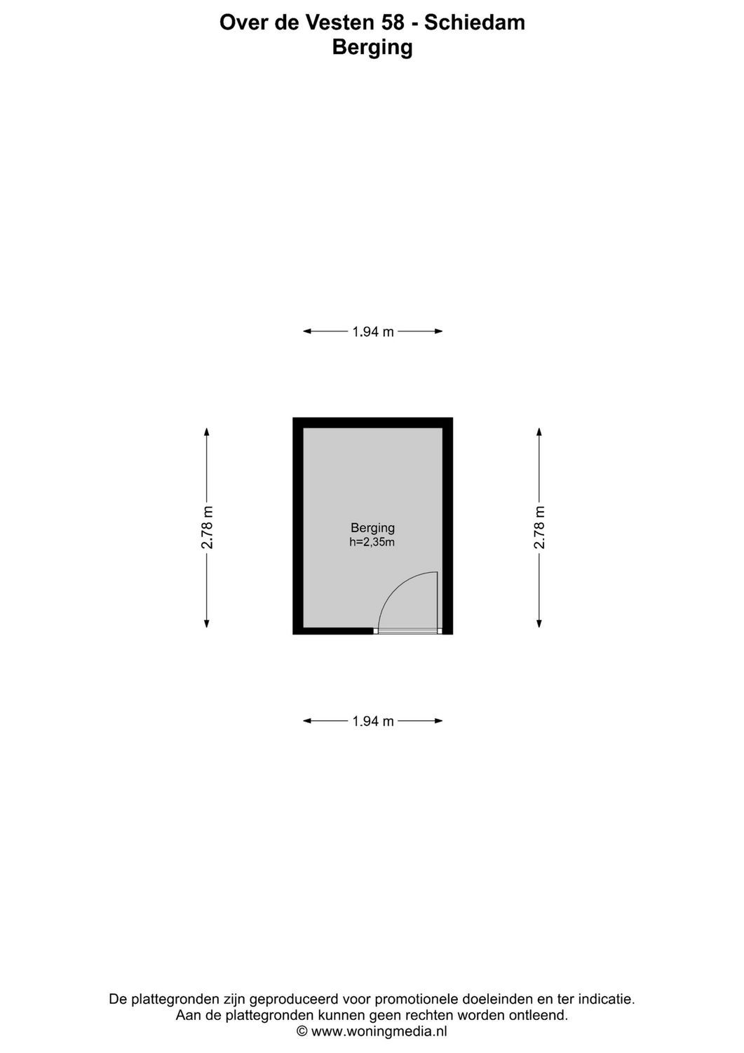 Over de Vesten 58, SCHIEDAM plattegrond 1