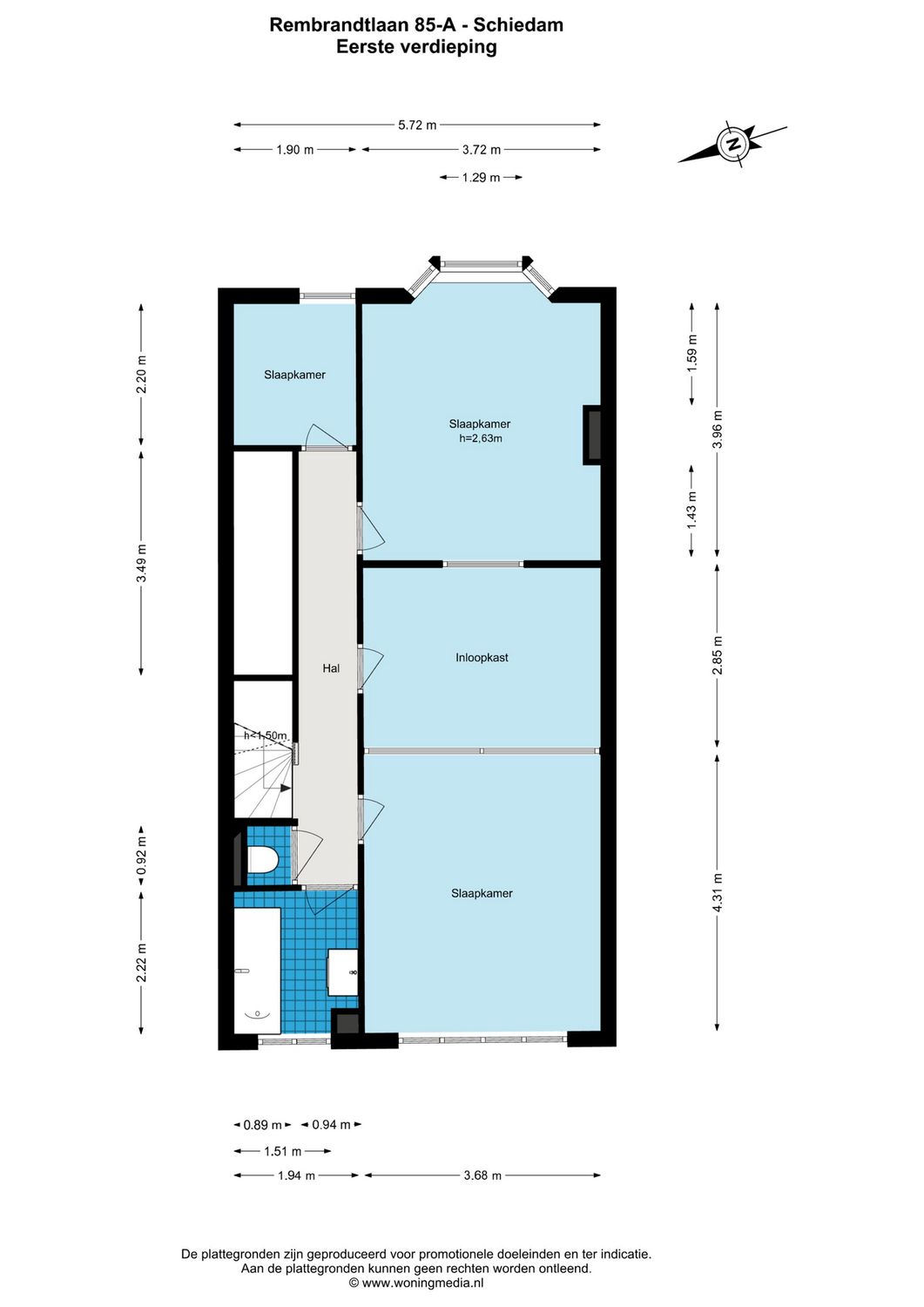 Rembrandtlaan 85A, SCHIEDAM plattegrond 2