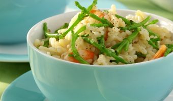 Risotto met garnalen en zeekraal