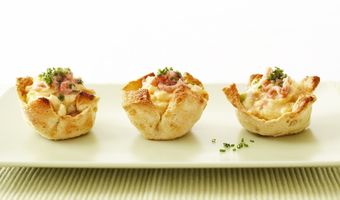 Broodbakjes met garnalen en roerei