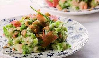 Snijbonenstamppot met serranoham