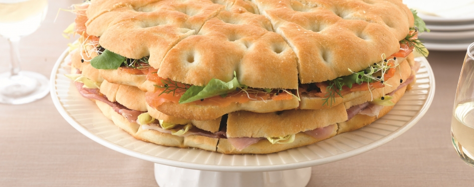 Clubsandwich van focaccia