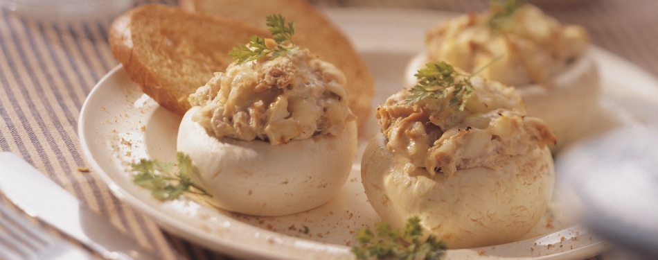 Reuzenchampignons gevuld met tonijn