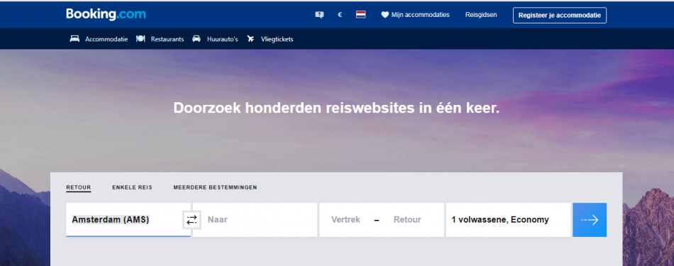 Booking.com expirementeert met vluchten, huurauto's en restaurants