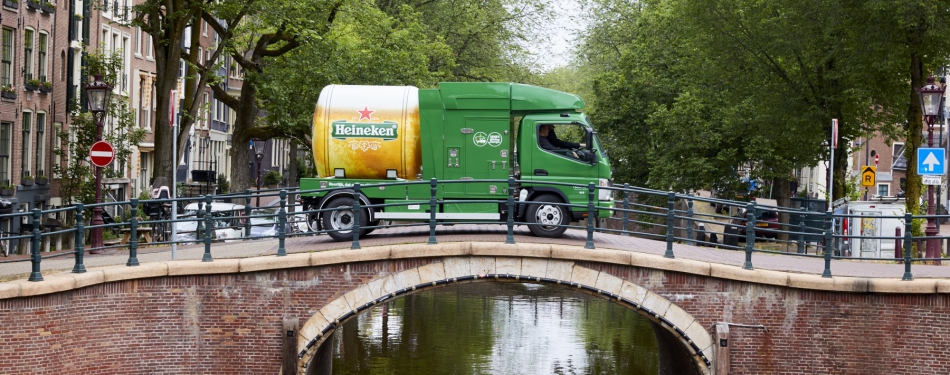 Elektrisch biertankwagens bevoorraden Amsterdamse horeca