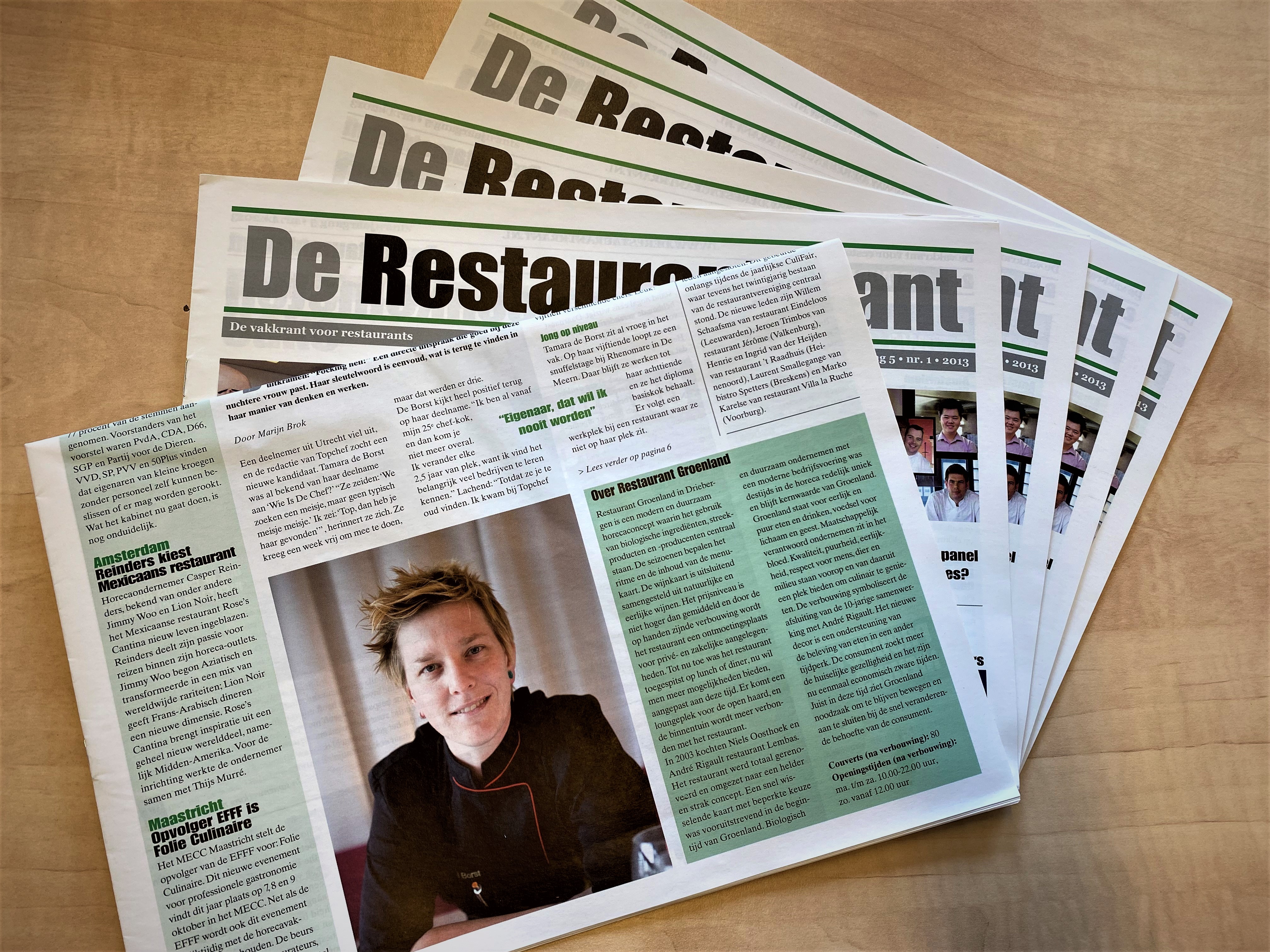 15 Jaar De RestaurantKrant (2013): Tamara de Borst van 15-jarige stagiaire tot chef