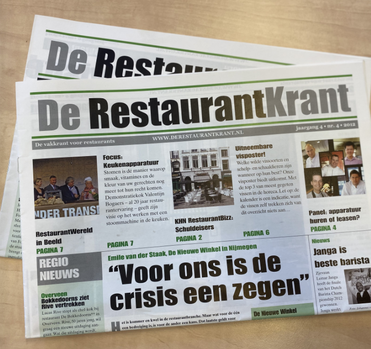 15 jaar De RestaurantKrant (2012): Focus op keukenapparatuur, "Niet braden of bakken, maar stomen"