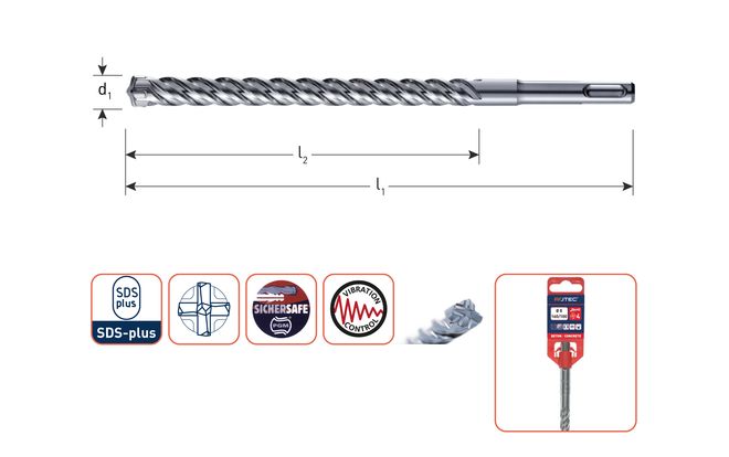 Libilé Hamerboor, SDS-plus, QUATTRO-X 202.1405, 14,0 X 600mm