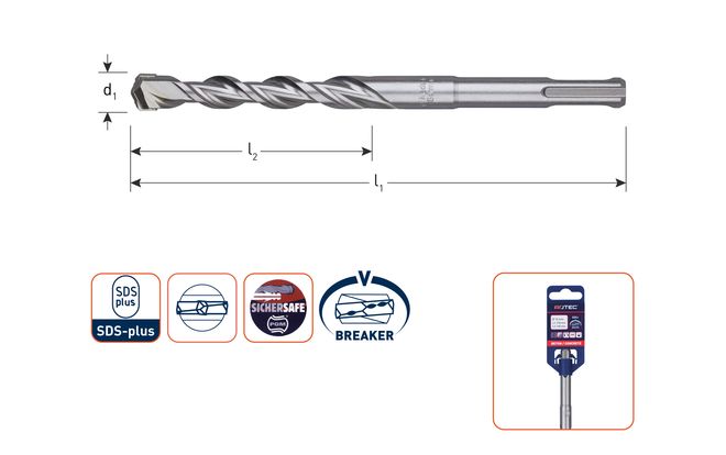 Libilé Hamerboor, SDS-plus V-Breaker 200.0503, 5.0 x 210mm