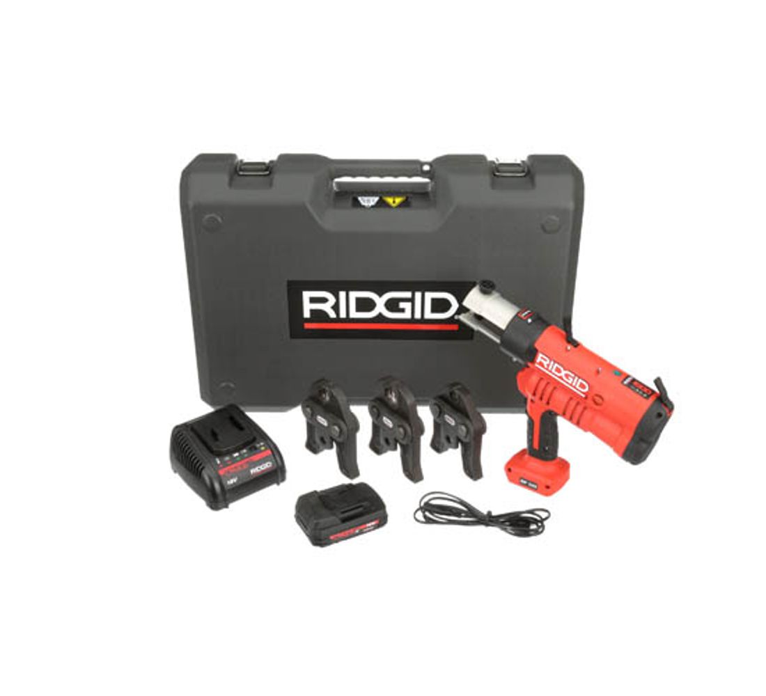 Ridgid RP340 Perstang set in koffer met accu en lader en 3 persbekken 1