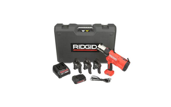 Ridgid RP340 Perstang set in koffer met accu en lader en 3 persbekken