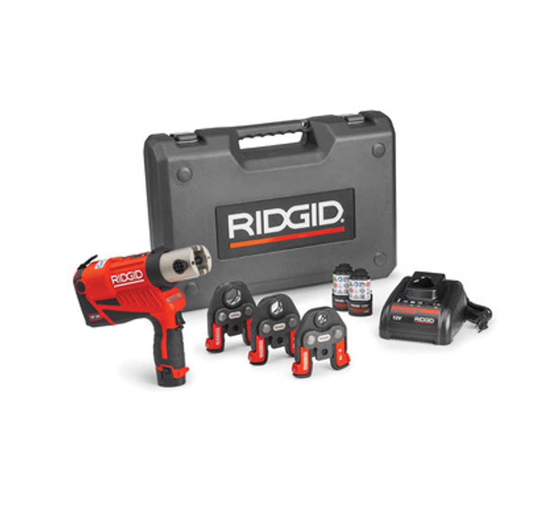 Ridgid RP240 Perstang set in koffer met 2 x accu en lader en 3 persbekken 1