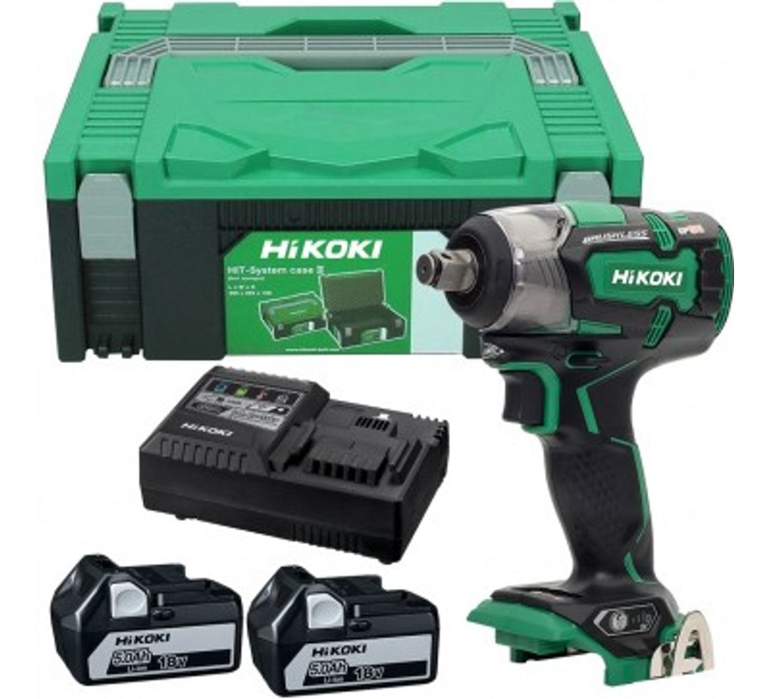 Hitachi Hikoki WR18DBDL2 Accu slagmoeraanzetter – 18 V / 305 Nm met 2 accu's en lader. 1