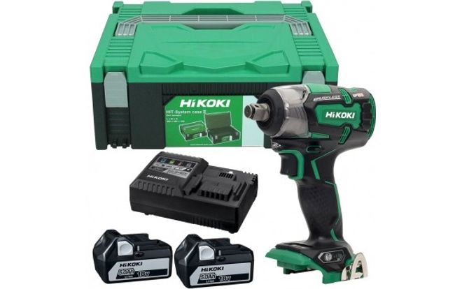 Hitachi Hikoki WR18DBDL2 Accu slagmoeraanzetter – 18 V / 305 Nm met 2 accu's en lader.