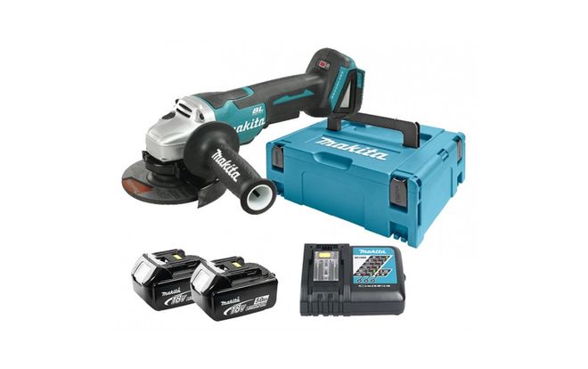 Makita DGA505RTJ 18V 5,0Ah Haakse slijper 125 mm in M-Box met accu's en lader