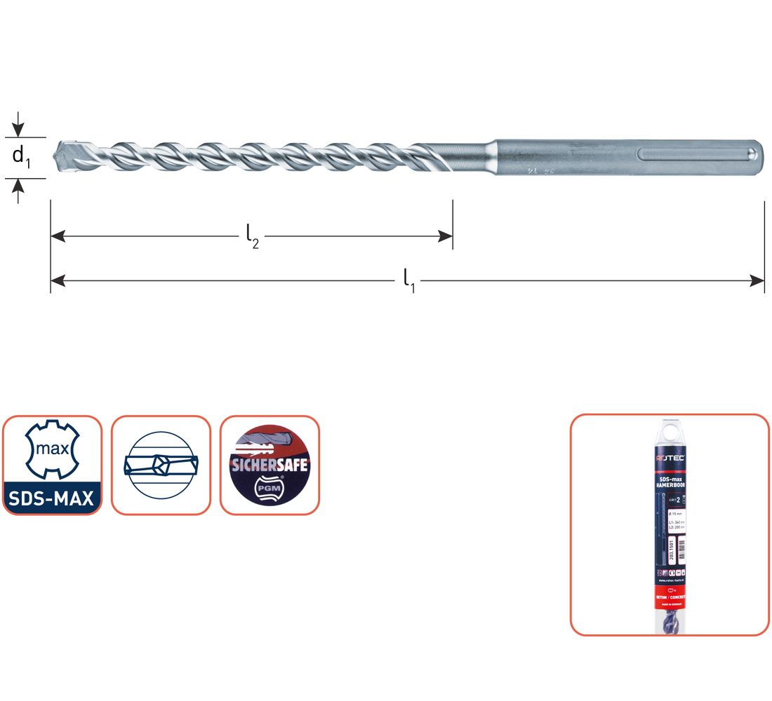 Hamerboor, SDS-max, 2-snijder 203.1201, 12 x 340mm 1