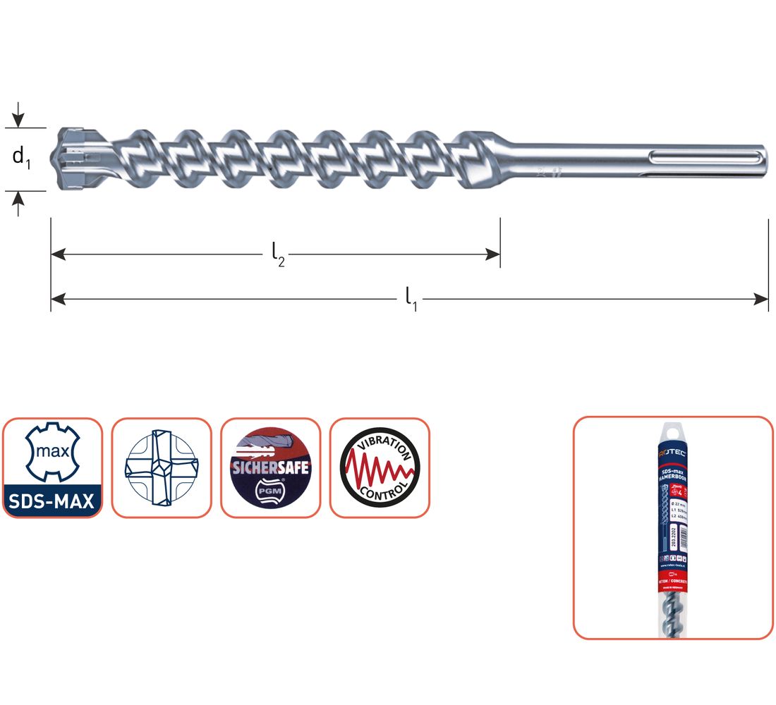 Hamerboor, SDS-max, QUATTRO-X, 4-snijder 203.1412, 14,0 x 540mm 1