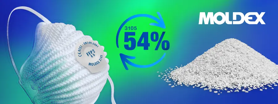 Hoeveel gerecycled materiaal zit er in de FFP-maskers van Moldex?