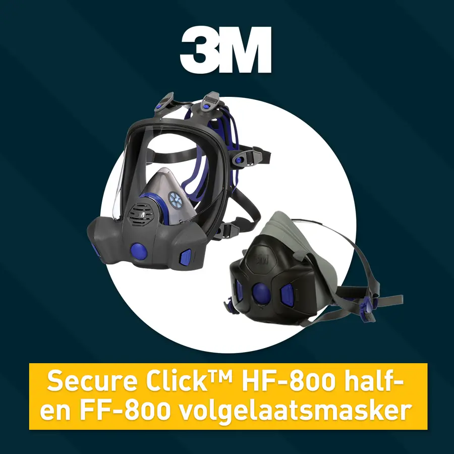 3M Secure Click™ HF-800 half- en FF-800 volgelaatsmasker