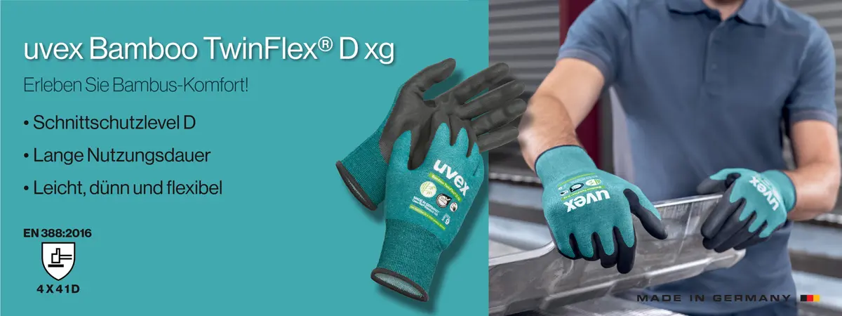 Schnittschutzhandschuhe aus Bambusfasern – uvex Bamboo TwinFlex®