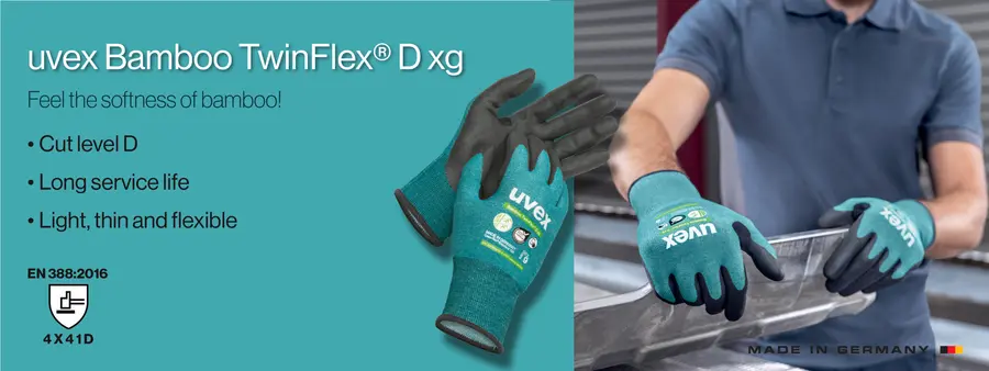 Cut protection gloves made from bamboo fibres – uvex Bamboo TwinFlex®