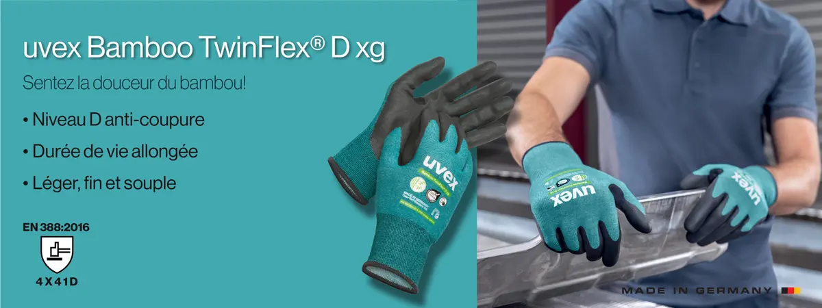 Gants de protection fabriqués à partir de fibres de bambou – uvex Bamboo TwinFlex®
