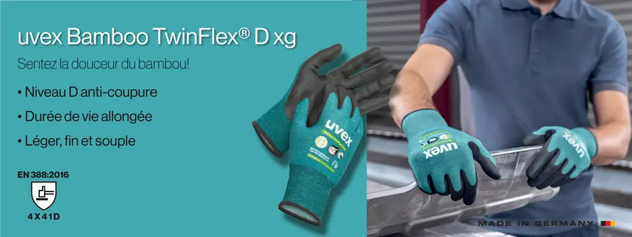 Gants de protection fabriqués à partir de fibres de bambou – uvex Bamboo TwinFlex®