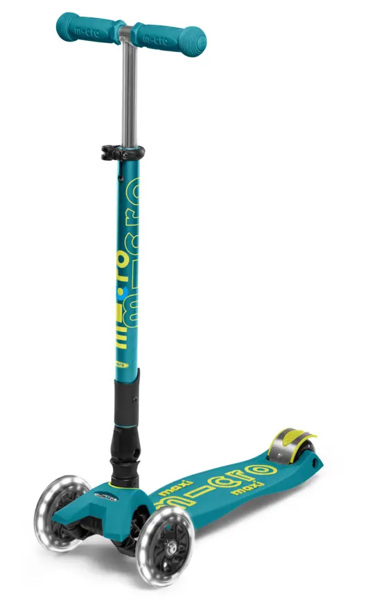 Maxi Deluxe Inklapbaar LED Petrol Green Kickboard Foldable