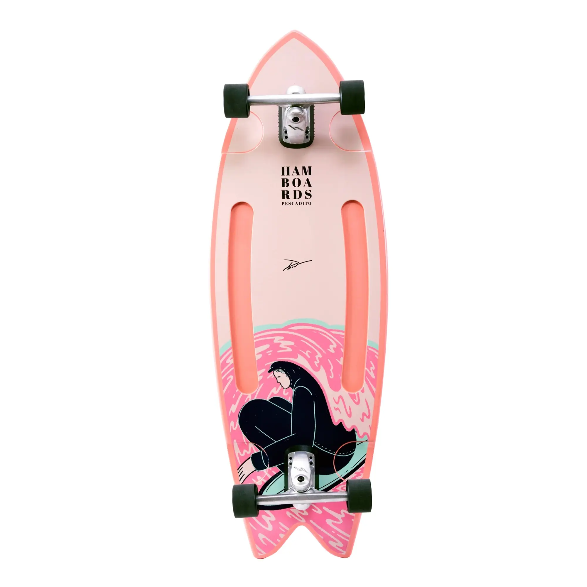 Pescadito Pink White Carving 43 Longboard Complete