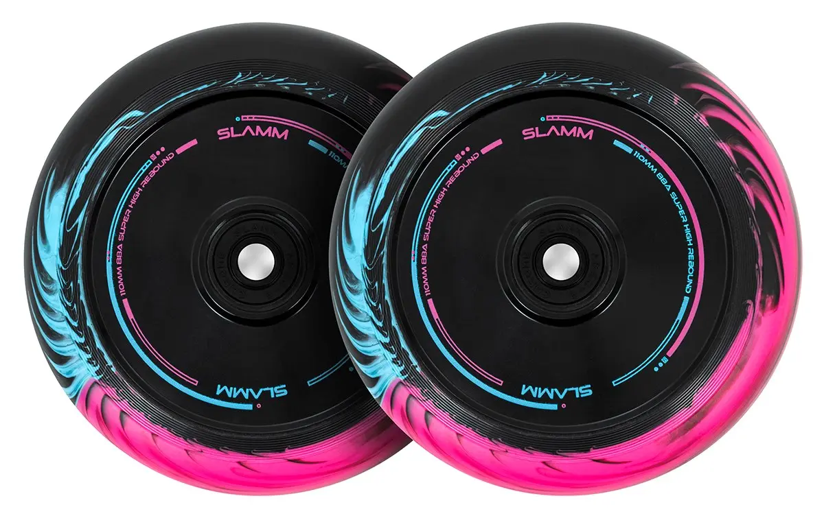 Slamm Swirl Hollow Core 110mm Stuntstep Wheel Pink Blue set van 2 stuks