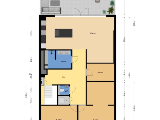 Plattegrond van Zekkenweg 52B