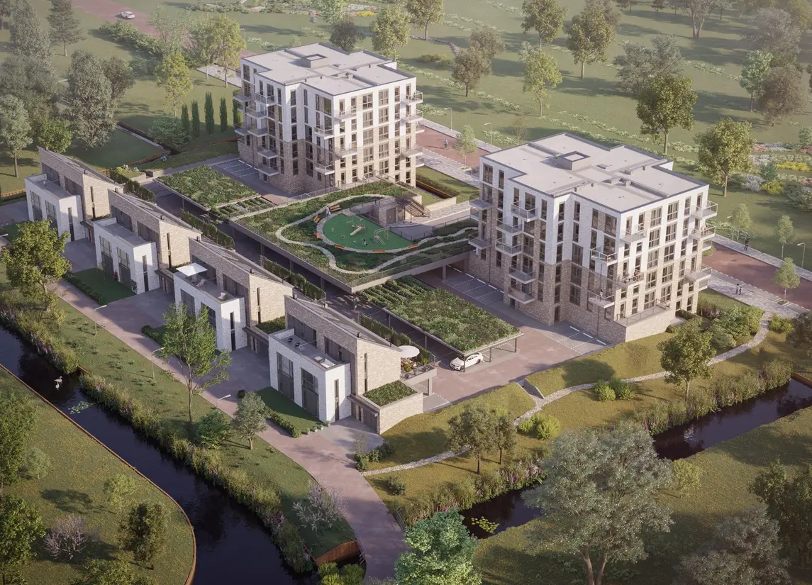 Waelzicht geschakelde twee-onder-een kapwoningen