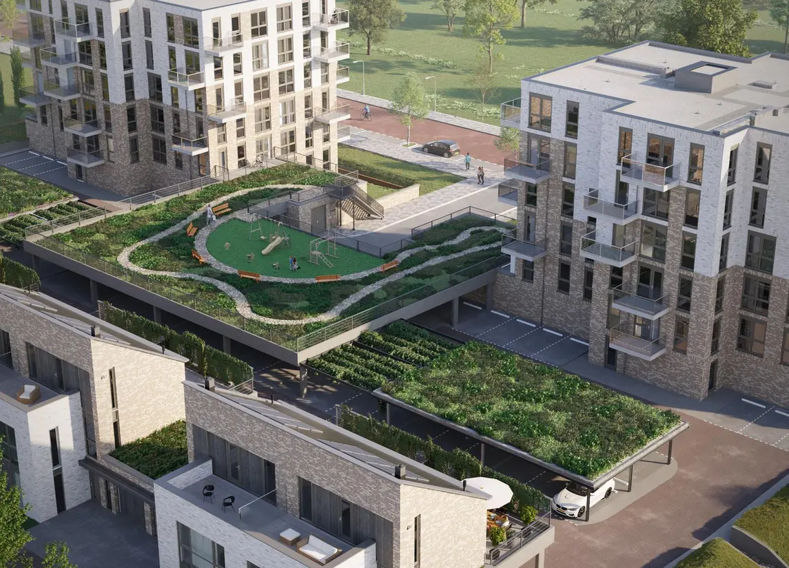 Waelzicht geschakelde twee-onder-een kapwoningen
