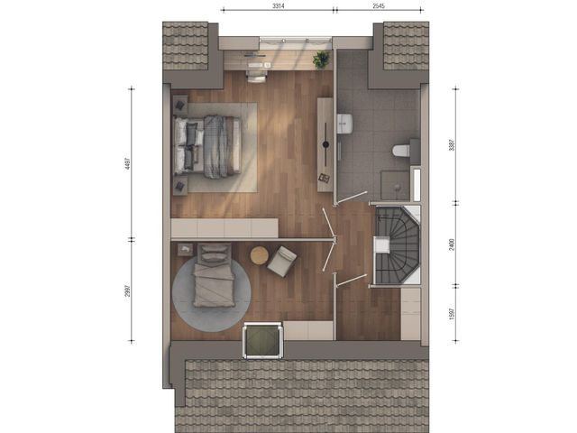 Plattegrond van Semi-bungalow, Bouwnummer 219
