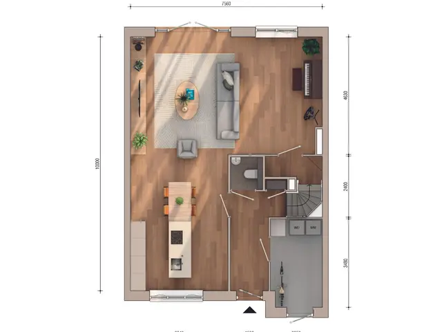 Plattegrond van Semi-bungalow, Bouwnummer 221