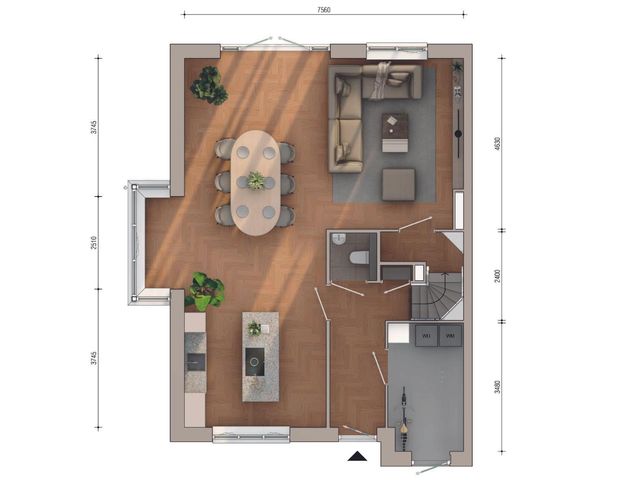 Plattegrond van Semi-bungalow, Bouwnummer 220