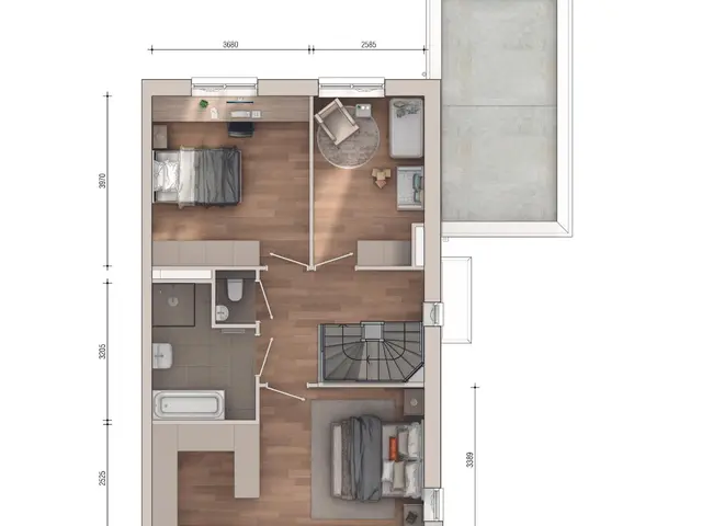 Plattegrond van Twee-onder-een-kapwoning, Bouwnummer 206