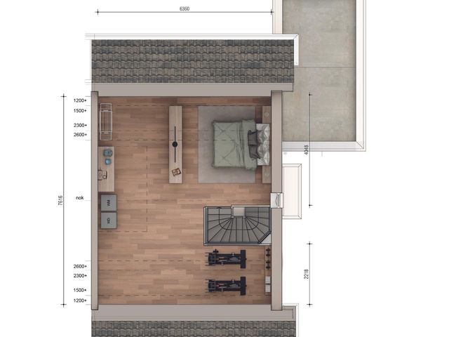 Plattegrond van Twee-onder-een-kapwoning, Bouwnummer 206