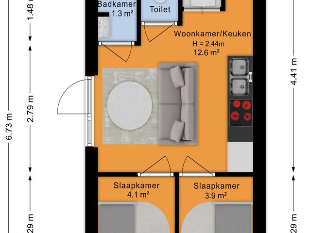 Plattegrond van Wierstraat 100A F03