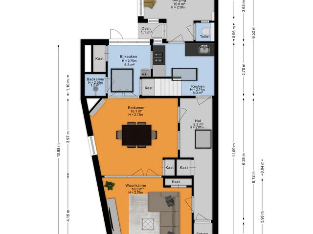 Plattegrond van Hofstraat 28